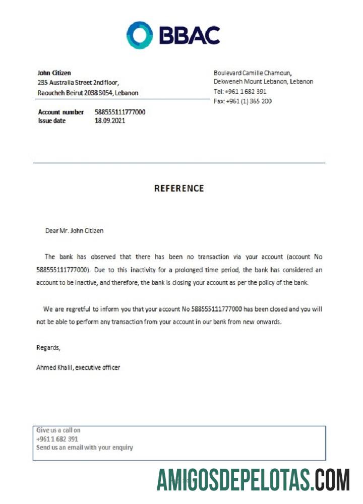 Referência de fechamento do BBAC no Líbano baixar para verificação